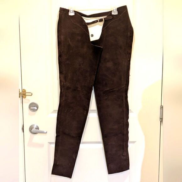 NWOT Barnstable Riding M/L Long Length Brown Suede Equestrian Riding Chaps - Picture 1 of 3
